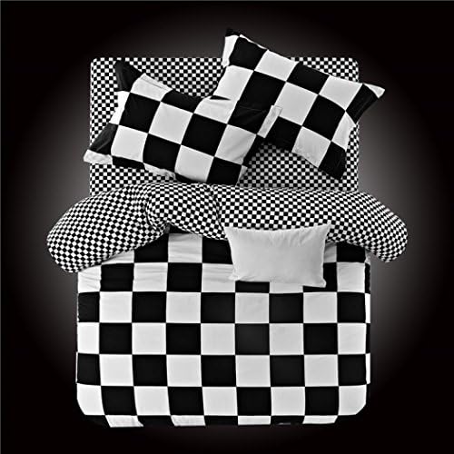 Bedding Duvet Cover Sets,Sheets and Pillowcases Black and white cotton bed linen , 4pcs/set,A,Full 160*210