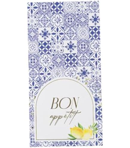 Chemin De Table Tissu Dolce Vita – Citron Et Feuillage – 28 Cm X 5 M – Blanc Et Or – Déco Méditerranéenne