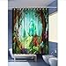 Produktbild Fandhyy Bad Wasserdichtes Gewebe Duschvorhang Polyester 12 Haken Bad Zubehör Sets Märchen Wald Kristall Auf Hügel Und Baum