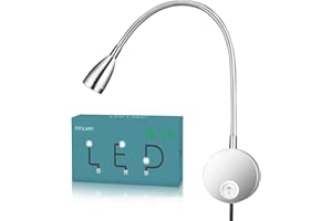 FIFILARY Lampka do czytania LED,Lampka nocna naścienna na biurko z Przełącznik dotykowy Ciepłe oświetlenie,200lm / 3000k / 3w / 110-240v Ac, kąt wiązki: 30°, Długość gęsiej szyi:28cm (srebro)