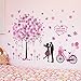 Produktbild Schneeflocke Baum Wandaufkleber Diy Cartoon Paare Red Rosees Wandtattoo für Wohnzimmer Schlafzimmer Hochzeitsdekoration, Rht001