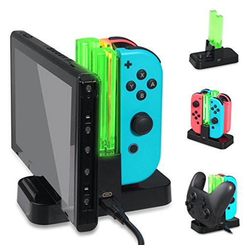 Ladestnder Kompatibel mit Nintendo Joy-Controller, Controller Lade-Docking-Stnder, Pro Controller Ladegert mit LED-Anzeige und Typ C USB-Kabel fr Nintendo Switch-Konsole Ladestnder Kompatibel mit Nintendo Joy-Controller, Controller Lade-Docking-Stnder, Pro Controller Ladegert mit LED-Anzeige und Typ C USB-Kabel fr Nintendo Switch-Konsole