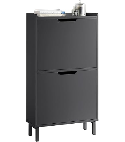 SoBuy FSR209-WN Schoenenkast, wit, compact, opslag voor 9 paar schoenen, ideaal voor kleine ruimtes en woningen, MDF bamboe, 90 x 19 x 129,5 cm FSR209-WN