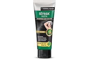 Streax Shampoo Hair Colour, 60 ml - Natural Black, Easy DIY- Squeeze Pack