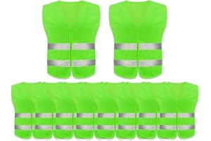 Anlising High Visibility Vest, 10 Pieces Reflective Safety Vest, 360 Degree Reflective Safety Vest, Car Reflective Vest, Reflective Vest, for Drivers, Workers, Adults, Green