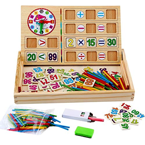 Preisvergleich Produktbild Kinder Mathe Spielzeug, Cellstar Holzpuzzel mit doppelseitig Tafel Mathmatik Rechnen Spielzeug Holzspielzeug für Kinder (Mathe Spiele)