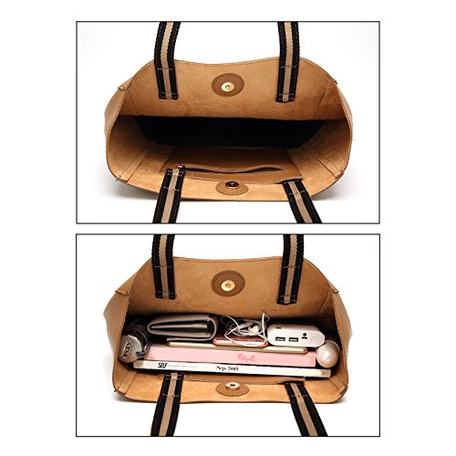 DCCN Damen Handtaschen Shopper PU Leder Messenger Bags Einkaufstasche mit ein klein Beutel Geldbörse - 6
