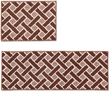 Longshien carpet 2 Piece Non-Slip Kitchen Mat Doormat Runner Rug Set, Bathroom Rugs Carpet (Size: 45x60CM+45x120CM) Door mats ( Color : F )