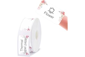 YULINCA Ruban de création d'étiquettes compatible pour NIIMBOT D11 D110 D101, papier d'imprimante d'étiquettes autocollant étanche anti-huile résistant aux rayures 14x60mm (fleur)