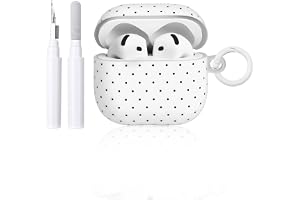 Reownest-fodral för AirPods 4 med rengöringskit, sött prickigt mönster i estetisk design för tjejer och kvinnor, stöttåligt fodral med nyckelring för AirPods 4:e generationen –