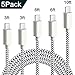Produktbild WUXIAN USB Typ C Kabel 5er Pack (3/3/6/6/3 FT) Nylon geflochten USB für Samsung Galaxy S9/S8+ Silver&Grey