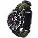 Produktbild Hunpta Outdoor Survival Uhr Armband Paracord Kompass Feuerstein Feuer Starter Pfeife (Army Green)