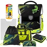 Set enthält hochwertigen LEICHT-SCHULRANZEN mit LED-Leuchtsystem(3 variierende Farbleuchtprogramme), der Marke Schneiders, mit 3 AUSTAUSCHBAREN Motiven für den Ranzendeckel. Diese PATCHIS - Auto, Dino und Pirat - können nach Belieben ausgetauscht werden!