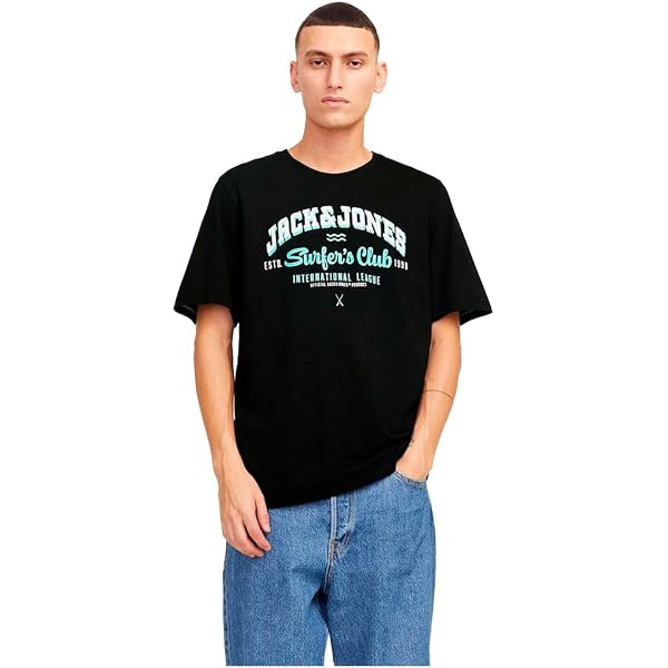 JACK & JONES Herren T-Shirt 3er Pack – Print Mix, Rundhals, Regular Fit, 100% Baumwolle