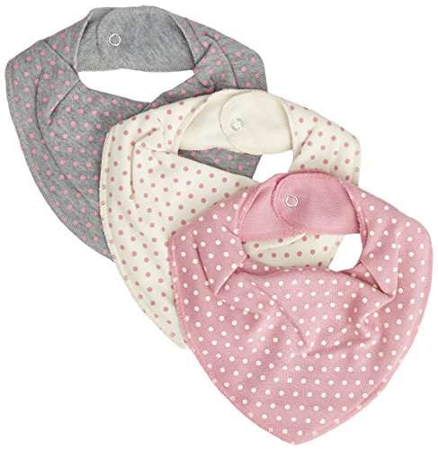 Pippi Baby-Girls AO-Printed Polka Dot Bib (Pack of 3), Pink (Old Rose), One Size