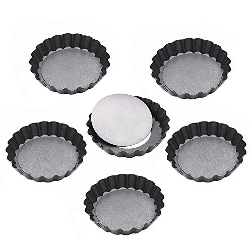 Kaptin 9,9 cm quiche Fond Amovible casseroles, anti-adhésif Mini Poêles à tarte, Lot de 6