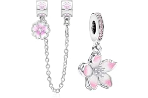 NUNUYAYA Perles Charms Argent Sterling 925 Breloque Pendentif Flower Clips Brithday Friends Heart Bead Compatible pour Femmes Filles Européen Bracelets Colliers