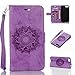 Produktbild Misteem Sonnenblume Mandala Hülle für iPod Touch 6/5, Schön Elegant Blumen Muster Leder Schutzhülle Stoßfest Flip Kartenhalter Magnet Ledertasche für Apple iPod Touch 5th / 6th - Lila