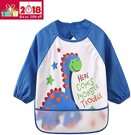 Baby lätzchen mit ärmeln Wasserdicht - Essen und Play Smock Schürze für Kleinkinder von 6 - 36 Monate