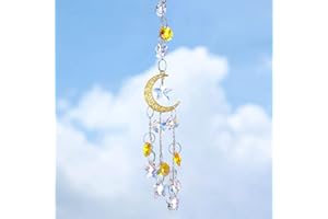 Rolin Roly Attrape-Soleil, Lune Suncatcher Pendentif en Cristal, Ornement Suspendu De Fenêtre, Pendentifs en Verre de Couleur Archiris Boule de Prisme pour Maison Bureau Jardin Deko