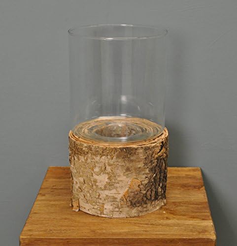 Gerda Glass &amp; Birch Wood Lantern (29cm) Candle Holder