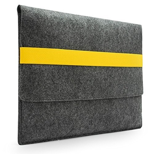 Lavievert Filz Laptoptasche , Handgefertigte Schutzhülle mit Gelbem Elastischem Band für 15 Zoll MacBook Pro / Pro Retina (15 Zoll, Gelb)