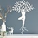 Produktbild Slender Woman Yoga Pose Wall Sticker Tree Pattern Decoration Girl Bedroom Wall Sticker Detachable Vinyl Wall Painting Blue L 43cm X 59cm