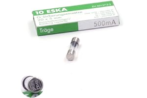 SPC-BOUTIQUE 10x Fusible temporisé (T) en verre 500mA / 250VAC 5x20mm