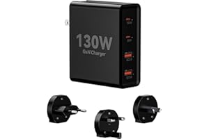 Jippofu Caricatore USB C 130W GaN PD3.0 100W Tipo C Caricabatterie QC USB-A 30W Alimentatore 4-Porte Multiplo Adattatore per MacBook Pro/Air iPad Pro iPhone 14/13 HP Lenovo Dell Galaxy S21/S22 Charger