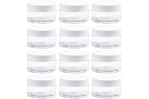 BUYGOO Contenitori Cosmetico 100ml/80g Vaso 12PZ, Vasetti Barattolo Plastica Bottiglie di Stoccaggio per Cosmetici Miele Tè