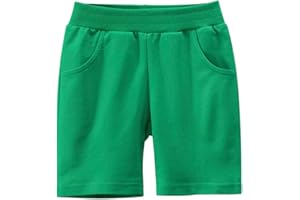 imKutie Toddler Boys Shorts Kids Cotton Elastic Waist Joggers Trousers Casual School Shorts Solid Sports Bottoms with Pockets for 1-9 Years