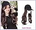 Price comparison product image LEBIYOU Fashion Long 55CM/21.6 Inch Loose Wavy Synthetic Hair Baseball Cap Wig Hat Wigs Hairpiece for Womens Easy to Use (Dark Brown)