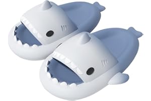 bolukets Unisex Cute Shark Sliders for Women and Men Quick Dry Open Toe Cloud Shower Sandals Pillow Beach Slippers for Indoor & Outdoor