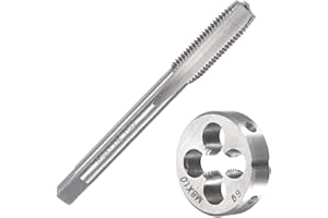 Saipor M8 X 1 Metrisch Gewindeschneid und Gewindeschneideisen M8 x 1,0mm HSS Gewindebohrer und Schneideisen, Rechtsgewinde Feingewinde Schneider, Gerade Geriffelt Gewindeschneider