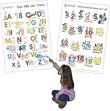 Das ABC der Tiere + Meine tierischen Zahlen von 1-20: 2 Lernposter, gerollt, abwaschbar + UV-Lack beschichtet by 