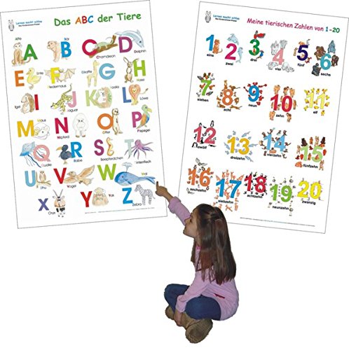 Das ABC der Tiere + Meine tierischen Zahlen von 1-20: 2 Lernposter, gerollt, abwaschbar + UV-Lack beschichtet