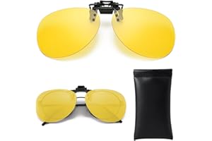 QOMJUFA Lunettes polarisantes Clip-On, lunettes de conduite de nuit, jaunes, anti-éblouissantes, ultra-légères, pour hommes et femmes