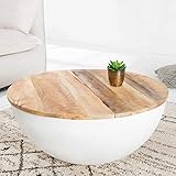 cagü exklusive Industriedesign Couchtisch-Serie PULIM mit Mangoholztischplatte in den Farben Grau, Natur, Weiß und Kupfer handgefertigt