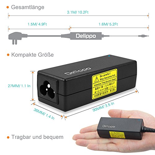 Delippo® 40W 19V 2.1A Laptop AC Adapter Ladegerät für MSI U90 U130 U123 U115 Asus VX238T MX239H VX238T-W MS246H MS202D ML239H LCD LED (5.5*2.5mm) - 2