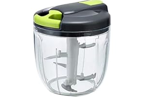 OURSOUION Manual Food Chopper Pull String,Hand Food Shredder with Stainless Steel Blades 900ml,Vegetable Chopper,Onion Cutter,Garlic Chopper,Manual Food Processor Suitable for Onions,Garlic, Herbs,Nuts,Fruits