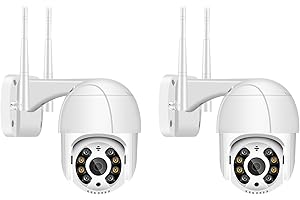 Anksono 1080P Camara Vigilancia WiFi Exterior, Cámara IP Vigilancia Domicilio con Visión Nocturna en Color, Detección de Movimiento, Audio Bidireccional, Grabación Continua 24/7, IP66(2 Pack)