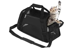 ITODA Sac de Transport Chien Chat en Oxford Sac à Main des Animaux de Compagnie par Avion et Voiture Respirant Lavable et Pliable pour Petit Animaux Chaton Chiot Lapin et Autres Animaux