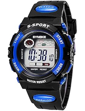 Multifunktion Armbanduhr - SYNOKE Multifunktion Wasserfest Kinderuhr Elektronische Sportuhr NachtArmbanduhr fuer...