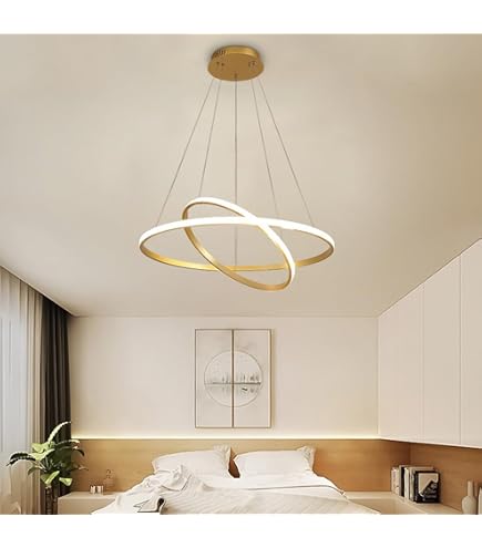 Lampadario Sospeso Led 100w 3 Cerchi Pendente Cerchio Rotondo Con Anelli Bianco Design Moderno Per Camera Salotto