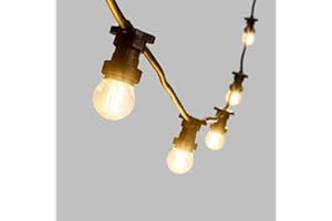 Luccika catenaria di luci da 5 metri con 10 lampadine trasparenti a led bianco caldo su cavo nero per uso esterno ed interno IP 44 31V bassa tensione