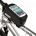 Produktbild gebettet in® Roswheel Fahrrad Rahmen Tube Single Tasche, wasserabweisend Fahrrad Bag Front Top Tube Pannier Head Tube Touchscreen Case Handytasche Aufbewahrungstasche mit Audio-Verlängerungskabel Line für 14 cm Handy, iPod, MP3, GPS Halterung
