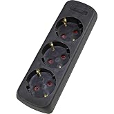 as - Schwabe Triple Socket Strip Wall Mounted, Screw-On, No Power Cord, Black, 11732