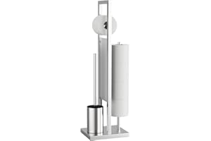 Ibergrif M34153A Toilettenpapierhalter Stehend mit Toilettenbürste, Klopapierhalter mit WC Bürste aus Edelstahl, ohne Bohren, (Silber)