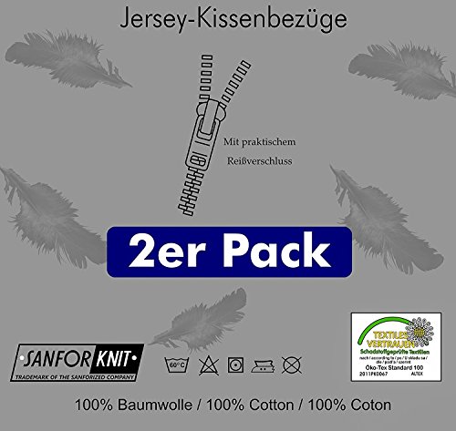 Doppelpack Serie Jersey Kissenbezüge mit Reißverschluss aus 100% Baumwolle in 12 modernen Farben und 4 Größen (40 x 145 cm (Stillkissenbezug), Anthrazit) - 4