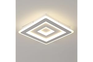 Comely – Plafoniera LED da soffitto quadrata moderna, 52W. Lampada LED bianca per diversi ambienti come camera da letto e soggiorno. Luce naturale 4500K. Lato: 40cm.